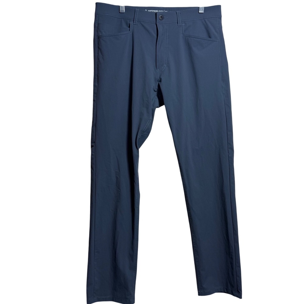 Western Rise Evolution Pant Blue Gray Mens 32x30 Slim Straight Travel Trousers